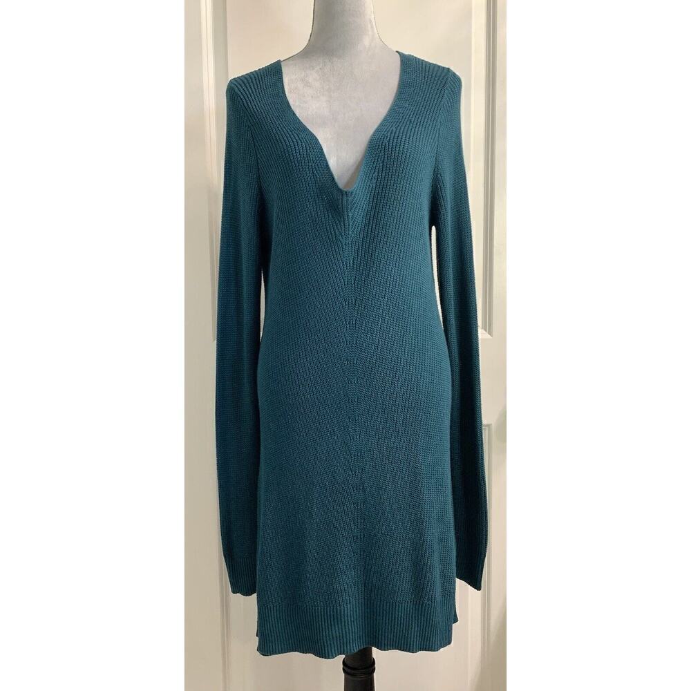 Womens V Neck Knit Sweater Long Sleeve Lagenlook Coastal Sz L Tall